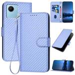 For Realme C30 4G/Narzo 50i Prime/C30s YX0070 Carbon Fiber Buckle Leather Phone Case with Lanyard(Light Purple)
