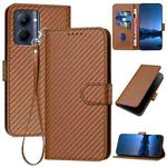 For Realme C33 2022 / C33 2023 Global YX0070 Carbon Fiber Buckle Leather Phone Case with Lanyard(Coffee)