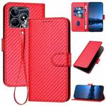 For Realme C53 / Narzo N53 YX0070 Carbon Fiber Buckle Leather Phone Case with Lanyard(Red)
