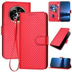 For Realme 13 Pro / 13 Pro+ Global YX0070 Carbon Fiber Buckle Leather Phone Case with Lanyard(Red)