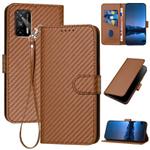 For Realme GT 5G / GT Neo YX0070 Carbon Fiber Buckle Leather Phone Case with Lanyard(Coffee)