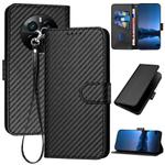 For Realme GT5 Pro YX0070 Carbon Fiber Buckle Leather Phone Case with Lanyard(Black)