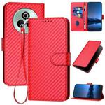 For Realme P3 Pro YX0070 Carbon Fiber Buckle Leather Phone Case with Lanyard(Red)