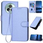 For Realme P3 Pro YX0070 Carbon Fiber Buckle Leather Phone Case with Lanyard(Light Purple)