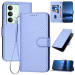 For Realme 14x Global YX0070 Carbon Fiber Buckle Leather Phone Case with Lanyard(Light Purple)