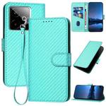 For Realme GT 7 India YX0070 Carbon Fiber Buckle Leather Phone Case with Lanyard(Light Blue)
