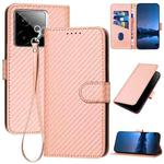 For Realme GT 7 India YX0070 Carbon Fiber Buckle Leather Phone Case with Lanyard(Pink)