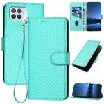 For OPPO A93 4G / Reno4 F / F17 Pro YX0070 Carbon Fiber Buckle Leather Phone Case with Lanyard(Light Blue)