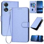 For OPPO A78 4G YX0070 Carbon Fiber Buckle Leather Phone Case with Lanyard(Light Purple)