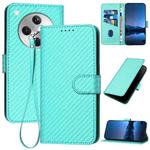 For OPPO Find X8 YX0070 Carbon Fiber Buckle Leather Phone Case with Lanyard(Light Blue)