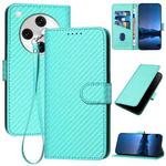 For OPPO Find X8 Pro YX0070 Carbon Fiber Buckle Leather Phone Case with Lanyard(Light Blue)