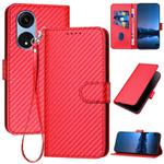 For OPPO A1 Pro / Reno8 T 5G Global YX0070 Carbon Fiber Buckle Leather Phone Case with Lanyard(Red)