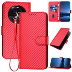 For OPPO Find X6 YX0070 Carbon Fiber Buckle Leather Phone Case with Lanyard(Red)