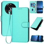For OPPO Find X6 YX0070 Carbon Fiber Buckle Leather Phone Case with Lanyard(Light Blue)