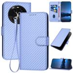 For OPPO Find X6 YX0070 Carbon Fiber Buckle Leather Phone Case with Lanyard(Light Purple)