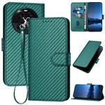 For OPPO Find X6 YX0070 Carbon Fiber Buckle Leather Phone Case with Lanyard(Dark Green)