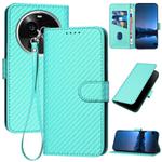 For OPPO Find X6 Pro YX0070 Carbon Fiber Buckle Leather Phone Case with Lanyard(Light Blue)