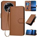For OPPO Find X6 Pro YX0070 Carbon Fiber Buckle Leather Phone Case with Lanyard(Coffee)