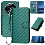For OPPO Find X6 Pro YX0070 Carbon Fiber Buckle Leather Phone Case with Lanyard(Dark Green)