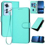 For OPPO Reno11 F / F25 Pro YX0070 Carbon Fiber Buckle Leather Phone Case with Lanyard(Light Blue)