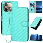 For OPPO A5 Pro 5G YX0070 Carbon Fiber Buckle Leather Phone Case with Lanyard(Light Blue)