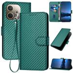 For OPPO A5 Pro 5G YX0070 Carbon Fiber Buckle Leather Phone Case with Lanyard(Dark Green)