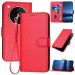For OPPO Find X8s+ YX0070 Carbon Fiber Buckle Leather Phone Case with Lanyard(Red)