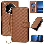 For OPPO Find X8s+ YX0070 Carbon Fiber Buckle Leather Phone Case with Lanyard(Coffee)
