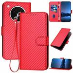 For OPPO Find X8s YX0070 Carbon Fiber Buckle Leather Phone Case with Lanyard(Red)