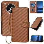 For OPPO Find X8s YX0070 Carbon Fiber Buckle Leather Phone Case with Lanyard(Coffee)