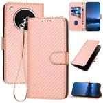 For OPPO Find X8s YX0070 Carbon Fiber Buckle Leather Phone Case with Lanyard(Pink)