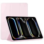 For iPad Pro 13 2024 Double-sided Clip Non-buckle Magnetic PU Smart Tablet Case(Pink)