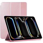 For iPad Pro 13 2024 Double-sided Clip Non-buckle Magnetic PU Smart Tablet Case(Rose Gold)