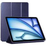 For iPad Air 11 2024 Double-sided Clip Non-buckle Magnetic PU Smart Tablet Case(Dark Blue)