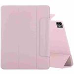 For iPad Pro 13 2024 Double-sided Clip Fixed Buckle Magnetic PU Leather Smart Tablet Case(Rose Gold)