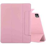 For iPad Pro 13 2024 Double-sided Clip Fixed Buckle Magnetic PU Leather Smart Tablet Case(Light Pink)