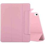 For iPad Air 11 2024 Double-sided Clip Fixed Buckle Magnetic PU Leather Smart Tablet Case(Light Pink)