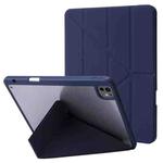 For iPad Pro 13 2024 Deformation Transparent Acrylic Leather Tablet Case(Dark Blue)