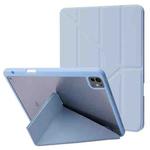 For iPad Pro 13 2024 Deformation Transparent Acrylic Leather Tablet Case(Light Blue)