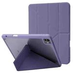 For iPad Pro 11 2024 Deformation Transparent Acrylic Leather Tablet Case(Lavender Grey)