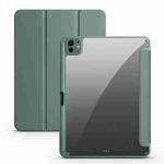 For iPad Pro 11 2024 Acrylic 3-folding Smart Leather Tablet Case(Dark Green)