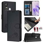 For itel S18 / Vision 5 Cat Rat Embossed Pattern RFID Leather Phone Case with Lanyard(Black)