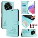 For itel RS4/S666LN Cat Rat Embossed Pattern RFID Leather Phone Case with Lanyard(Mint Green)