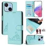 For itel A50C Cat Rat Embossed Pattern RFID Leather Phone Case with Lanyard(Mint Green)