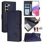 For Itel A95 5G Cat Rat Embossed Pattern RFID Leather Phone Case with Lanyard(Blue)