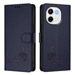 For Tecno Spark 30 5G Cat Rat Embossed Pattern RFID Leather Phone Case with Lanyard(Blue)