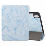 For iPad Air 11 2024 Three-fold Marble Texture Protective Tablet Case with Pen Slot(Blue)