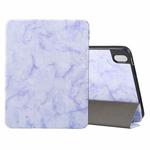 For iPad Air 11 2024 Three-fold Marble Texture Protective Tablet Case with Pen Slot(Purple)