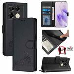 For Infinix Note 40 Pro 4G X6850 Cat Rat Embossed Pattern RFID Leather Phone Case with Lanyard(Black)