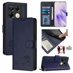 For Infinix Note 40 Pro 4G X6850 Cat Rat Embossed Pattern RFID Leather Phone Case with Lanyard(Blue)